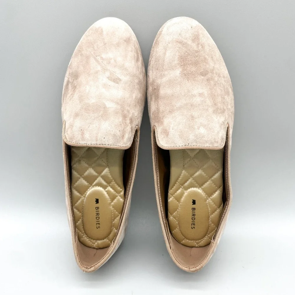 Birdies Womens 8 The Starling Smoking Slippers Tan velvet Loafers  Preppy office